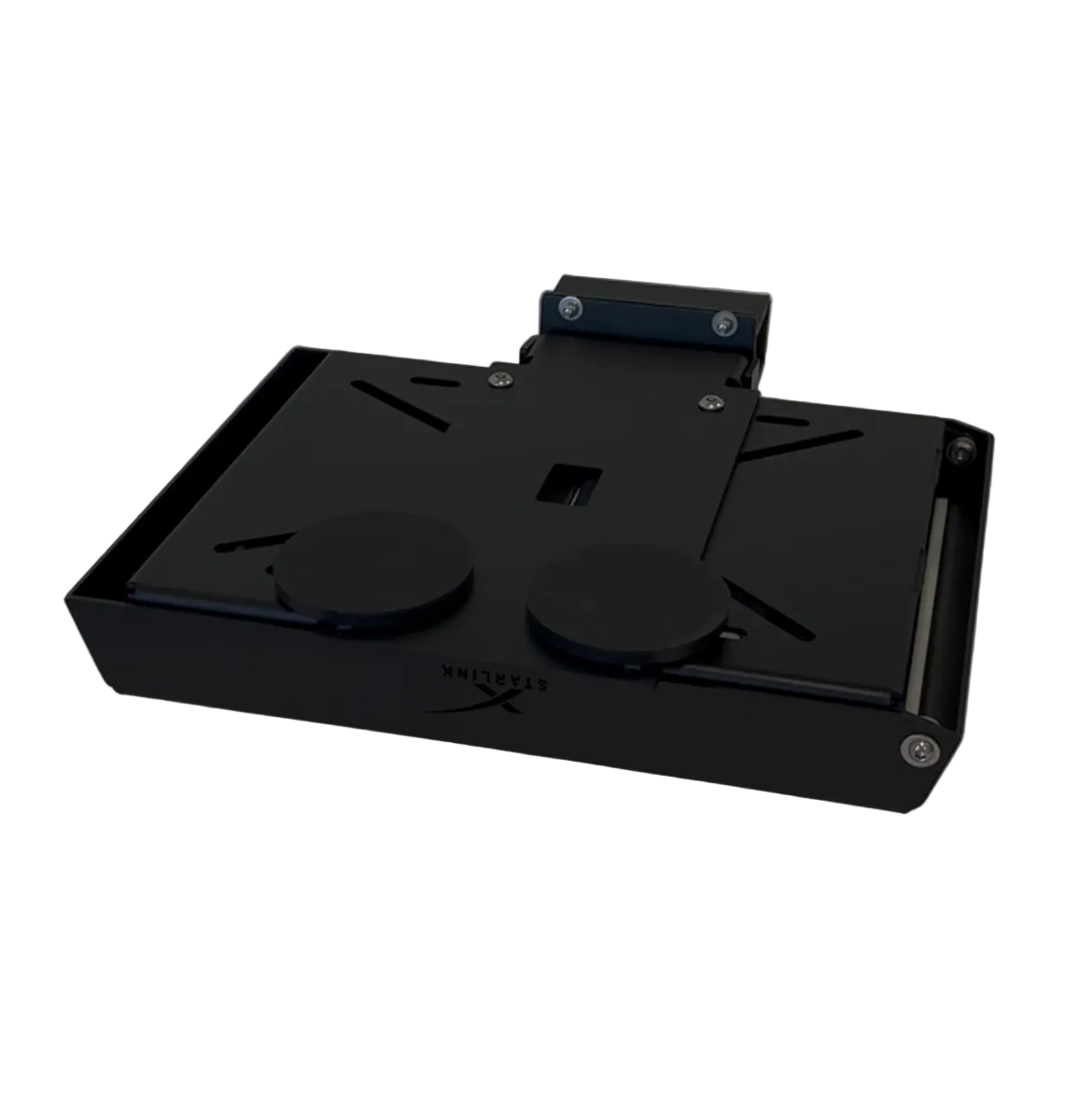 Rear underside view of the Ranger clamp assembly, showing the rail clamp, mounting slots and two magnetic feet