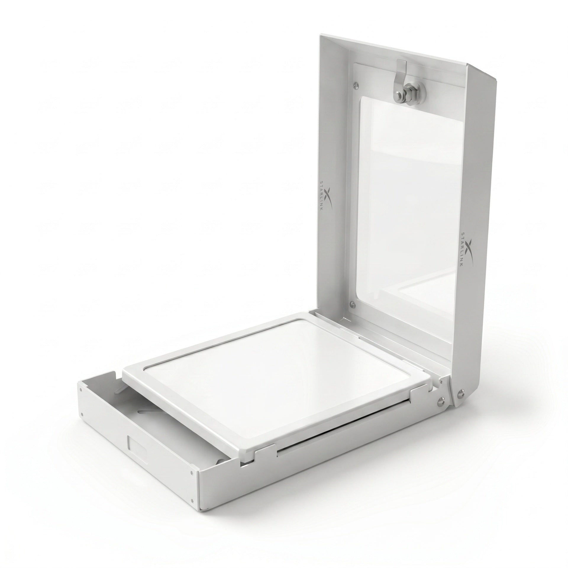 Starlink Mini Mount — open, white finish